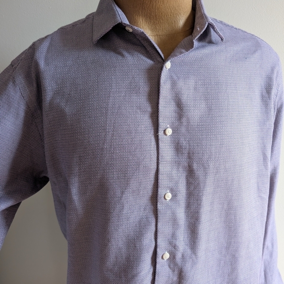 Ben Sherman Purple Waffle Texture Dress Shirt - Picture 5 of 15